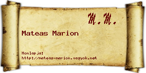 Mateas Marion névjegykártya